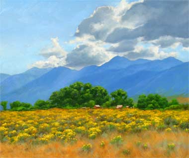 Carson Valley, at the base of the Sierra Nevada Mountains, oil on canvas