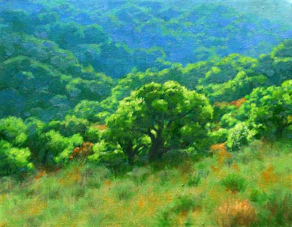 Backlit Oak 3, oil on canvas