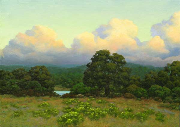 Early Evening Glow on Clouds, oil on canvas